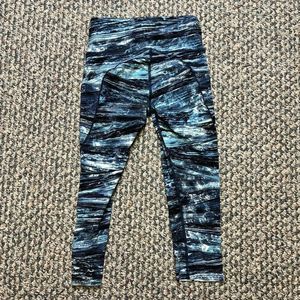 Lululemon Cropped 25” Blue Black Legging Womens Size 4